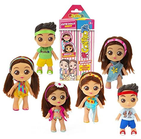 Giochi Preziosi Me Contro Te - Cutie Doll Hawaii, Cutie Doll in Sofì oder dort, 6 Verschiedene Mini-Puppen, die bräunen, für Mädchen ab 3 Jahren, MEC90000
