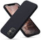 CALOOP Slim-Fit for iPhone 12/12 Pro Case,Skin Soft Liquid Silicone,Sturdy Hard Frame Shockproof Cover with Anti-Scratch Microfiber Lining,Full Protection for Screen and Lens,6.1 inch,Black