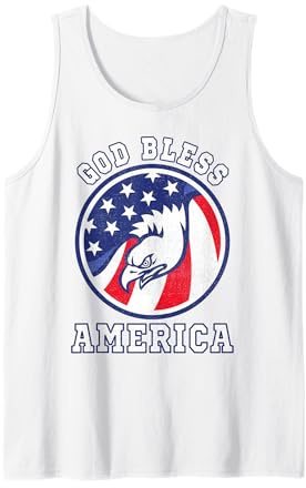 Chemise patriotique USA – God Bless America Eagle Drapeau américain Débardeur