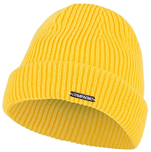 Compagno Kindermütze Beanie Wintermütze Mädchen Jungen 2-10 Jahre Strickmütze 89, Farbe:Gelb
