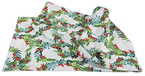 Set 2 Tovagliette Natalizie Bianche con Agrifoglio Montemaggi