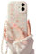 Ownest Compatible with iPhone 11 Case, Aesthetics Phone Case with Bear Love Heart Pattern for Girls Womens,Camera Protective Cute Phone Case for iphone 11 + Pearl Chain