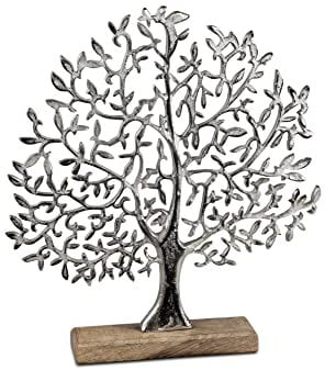 formano Lebensbaum 33 cm Aluminium mit Mangoholz Dekoration Baum