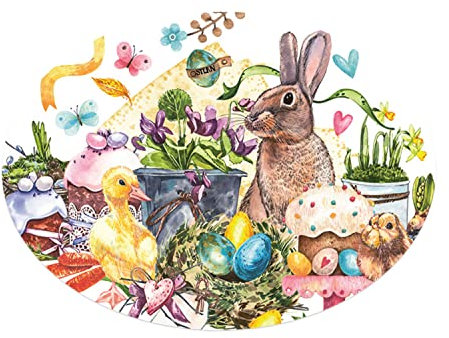 Logbuch-Verlag 200 Osteraufkleber oval mit Nostalgie-Motiv Hasen Küken Eier bunt I Ostern Sticker selbstklebend 6 x 4,5 cm