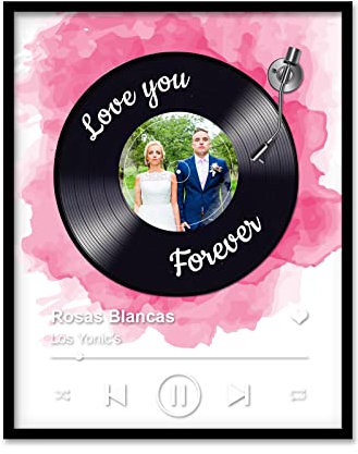 Benutzerdefinierte Schallplatte mit Foto Personalisierte Acryl Song Rahmen Album Cover Wand Glas Kunst Song Poster Musik Bilderrahmen Jahrestag Weihnachten Geburtstag Geschenk für Ihn (Acryl)