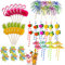120 Stück Cocktail Party Dekoration, Folie Feuerwerk Sticks, Flamingo Ananas Bunte Regenschirm Cupcake Frucht Sticks, Papier Strohhalme Für Getränke, Hawaii Tropische Party Dekoration Cocktail Zubehör