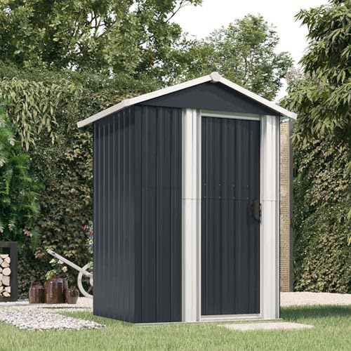 Keketa Capanno Porta Attrezzi in Acciaio Zincato Antracite, 126x97.5x177 cm, Spazioso e Durevole per Attrezzi da Giardino e Piscina