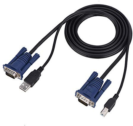 KOSDFOGE Cable USB Kvm 2 En 1, VGA Y USB Tipo A Conector USB Tipo B, 1.4 M para KVM Switch PC Computadora