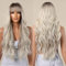 Allbell Lange Perücke Blond Wellig Perücken für Frauen Natürlich aussehende synthetische Haarperücken mit Pony