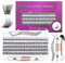 Individual Lashes 120 Cluster Lashes DIY Eyelash Extension Thin Band Wide Stem Lash Clusters with Tweezers and Super Bond and Seal Lash Extension Kit Mix 10-16mm Length C/D Curl - OP17