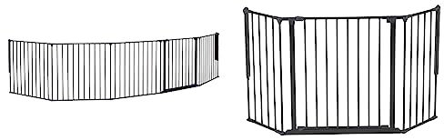 BabyDan Kaminschutzgitter/Raumteiler Flex XXL 90-350 cm, Anthrazit - Hergestellt in Dänemark + TÜV/GS geprüft & Konfigurationsgitter Flex M, 90-146 cm - Hergestellt in Dänemark + TÜV/GS geprüft
