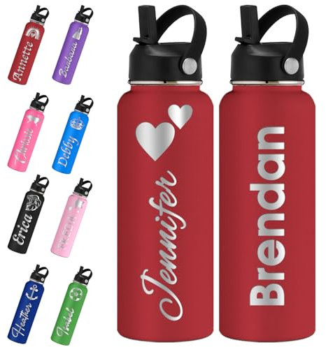 Bottiglie d'acqua personalizzate con coperchio con cannuccia 61/32/40 once Personalizzato Nome Logo Bottiglia in acciaio inossidabile Thermos isolato personalizzato per scuola Sport Palestra Lavoro