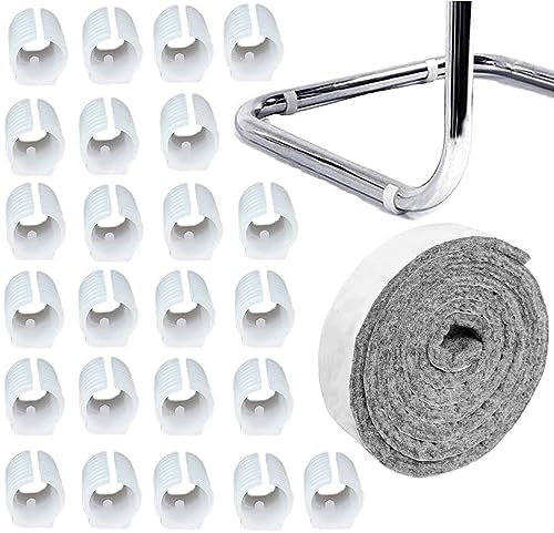 24 Stück Kunststoff Klemmschalengleiter Mit Filzauflage Stuhlgleiter Für Freischwinger Stuhlgleiter Bodenschongleiter Silencer Möbelgleiter Für Runde Rohre (19mm,Weiß)