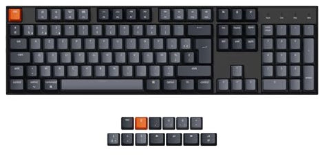 Keychron K10 Clavier de Jeu mécanique sans Fil, 104 Touches Pleine Taille rétroéclairées par LED Blanches Rechargeables USB-C Clavier Filaire Bluetooth, Gateron G Pro Switch Marron pour Mac/Windows
