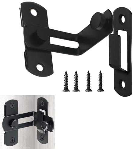 Serratura Porta 90 Gradi Fibbia per Porta Inossidabile Acciaio, Scorrevole Fienile chiavistello porta per Finestra Mobili e WC Chiusura Scorrevole Porta Maniglia Armadietto Barn porta(nero)