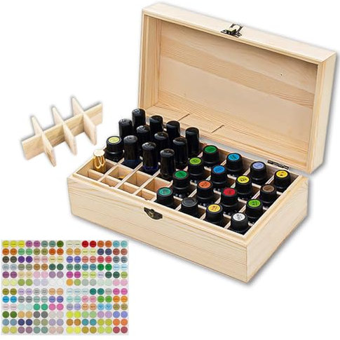 Nizirioo Ätherische Öle Holzbox Ätherische Aufbewahrungsbox 36 Löcher Aufbewahrungsbehälter für ätherische Öle aus Holz Multifunktions Geschenk Aufbewahrungsbox für Duftöle Ätherische Öle Nagellack