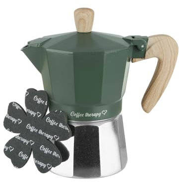 KASANOVA Caffettiera 3 tazze verde - con sottomoka Cooking Therapy verde