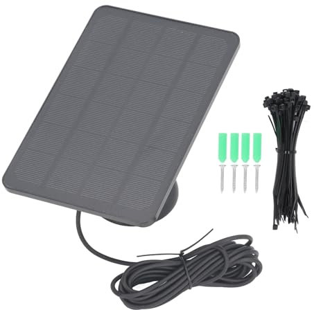 Jiawu 10W Solar Panel for Security Camera Outdoor, IP65 Solar Powered Charger for Pro 3, Pro 4, 5S, Ultra, Ultra 2, for Floodlight Camera, 360°Adjustable Mount (Black)
