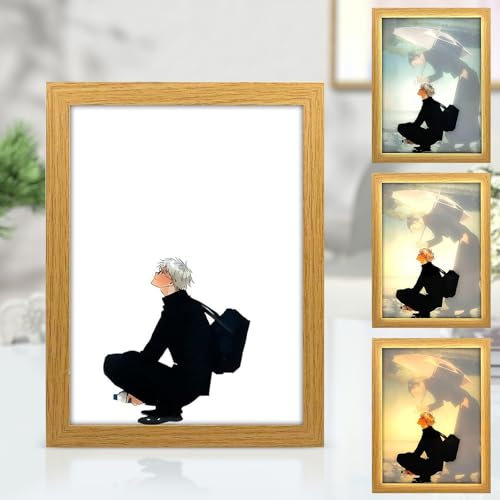 Bocguy Japanischer Anime Juju inspirierte beleuchtete Gemälde, LED Wandkunst Dekor,Jujutsu Kaisen Manga, LED Desktop-Rahmen für Heimdekoration,Kreatives Schlafzimmer und Geschenk