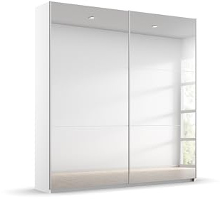 Rauch Möbel Reflect, Schwebetürenschrank, Farbe Weiß, Breite 175 cm | Kleiderschrank mit Schiebetüren, 2-türig, Spiegel, inkl. Stoffkisten und weiterem Zubehör, für Schlafzimmer, Jugendzimmer