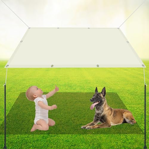 Tenda da Sole per Esterni Rettangolare 2.9 x 4.2 m Idrorepellente Tenda da Sole con Anelli con Funi di Tensione per Terrazze Balconi, Avorio