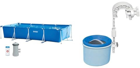 Intex 28274NP - Piscina Tubular, Piscina Rectangular, 450 x 220 x 84 cm, 7.127 litros & Skimmer de Superficie - Skimmer de Superficie de Montaje en Pared de Lujo