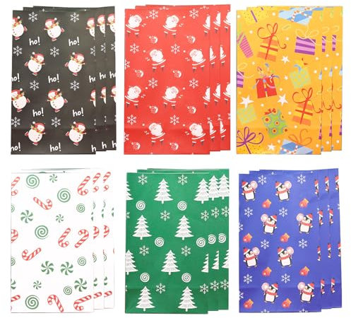 POPOYU 18 Stück Geschenktüten Weihnachten, Klein Weihnachtstüten für Adventskalender zum Befüllen, Weihnachtstüten Papiertüten Xmas mit 18 Aufkleber, Kraft Papier Geschenk Tüten für Weihnachten Party