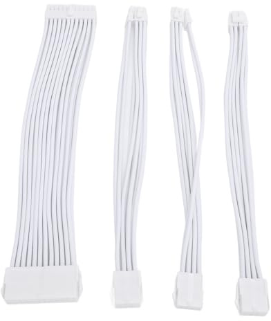 Cable Extension Kit, Computer Cable Extension 30cm Length Nylon Motherboard Graphics Card Extension Cable, Soft Braided Cables for PSU CPU and GPU Stable Power Delivery (White)