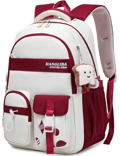 KESUDE Schulrucksack Teenager Mädchen - Rucksack Mädchen Schulranzen Jungen Großer Wasserdicht Schultasche Damen Daypack School Bag Backpack für Schule Ranzen Reise mit Anhänger