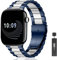 AiiBowy Metallo Cinturino per Apple Watch 46mm (Series 10) 45mm 44mm 42mm 49mm, Cinturini in Acciaio Inossidabile per Apple Watch Ultra 2/Ultra/SE 2/SE/Series 10/9/8/7/6/5/4/3/2/1 Blu Argento