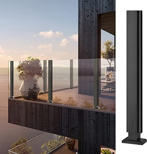 Glass Balustrade Black Deck Glass Railing Post Kit,Indoor Outdoor Glass Balustrade Post with Screws ＆ Fittings,for Patio Garden Stair,85/90/95/100/105/110cm