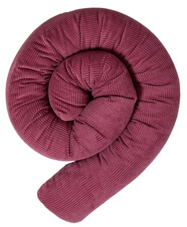 ULLENBOOM Baby Kuschelschlange 200x13 cm Cord Berry (Made in EU) - Kuschelschnecke in vielen Farben und Größen, Bezug: 100% OEKO TEX Baumwolle, Ideal als Kuschelkissen