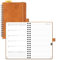 POPRUN Taschenkalender 2025 2026 Klein Notizbuch (Aug.2025-Dez.2026), ca. A6 (16 x 10,5 cm), kalender 2025 Klein Ringbuch mit Softcover - Terminplaner mit Plastiklineal - Braun