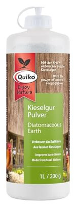Quiko Kieselgur Pulver 200g - Kieselgur für Hühner - Anti Milben - Verbessert das Stallklima - Kieselgur aus fossilen Kieselalgen - Für Hühnerstall, Nagerstall und Vogelzucht