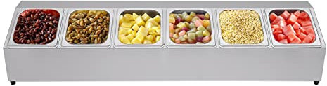 Tyvotrend Zutatenbehälter, 6 Gitter Edelstahl Zutatenbox, Gewürzboxen mit Deckel, Gastronomie Mixen, Lebensmittelbehälter für Gastro, Küche, Silber, 104 x 22.5 x 22 cm
