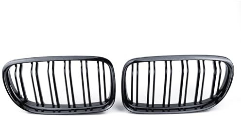 Hebstw Radiator Grille,Front- & KühlergrilleSuitable for BMW E90 E91 LCI Year of Manufacture 2009-2012 Gloss Radiator Front Double Ribs Grill Shiny Kidney Double Bridge Black