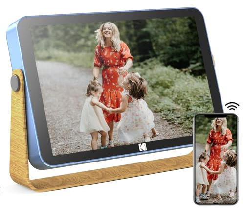 KODAK WLAN Digitaler Bilderrahmen 10 Zoll mit Akkubetrieb, 16 GB Speicher | 1280*800 HD IPS Touchscreen, Elektronischer Bilderrahmen mit App, Smart Digitale Fotorahmen Teilen Sie Fotos und Videos