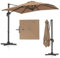 COSTWAY Sonnenschirm rechteckig 250 x 250 cm, großer Ampelschirm mit Kurbel, Gartenschirm neigbar, 360° drehbar, Terrassenschirm, Marktschirm für Garten, Terrasse, Balkon (Braun)