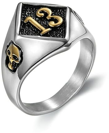 Sumpgle Glückszahl 13 Ring Biker Stil Edelstahl Schädel Ringe Herren Vintage Silber Gold Schmuck Klassische Mode Geschenk