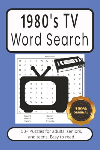 1980's TV Word Search Puzzle Book: Baby Word Search with Easy to read print about 1980's TV Shows and Characters | 6x9 inches, 110 pages | Gift for vacations, birthdays, holidays, and TV lovers