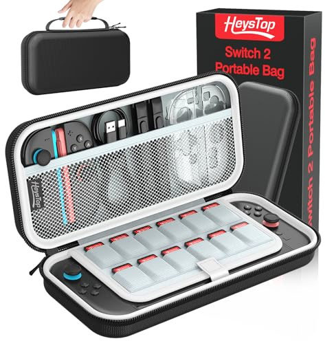 HEYSTOP Tasche für die Nintendo Switch 2 Konsole, Switch 2 Tragetasche Reisetasche Hülle mit großem Fassungsvermögen mit 12 Spielkartenfächern für Nintendo Switch 2 Zubehör (Neuestes Modell 2025)