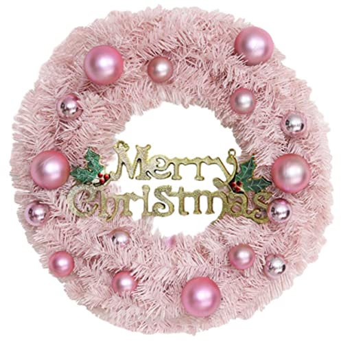 TOPPERFUN Weihnachtskranz Rosa 30Cm Mit Led-Lichterkette Und Weihnachtskugeln Dekorativer TüRkranz FüR Wohnzimmer Fenster Und Weihnachtsdeko