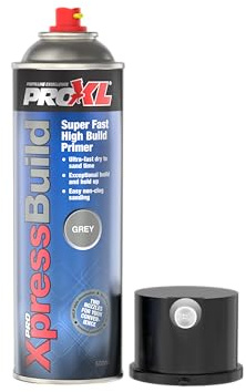 PROXL Xpress High Build Primer Aerosol Spray, Grey - 2 x 500 ml | Fast-Drying, High Film Thickness | Strong Metal Substrate Adhesion | Smooth, Non-Porous Finish Ideal For Topcoat | Dual Nozzle System