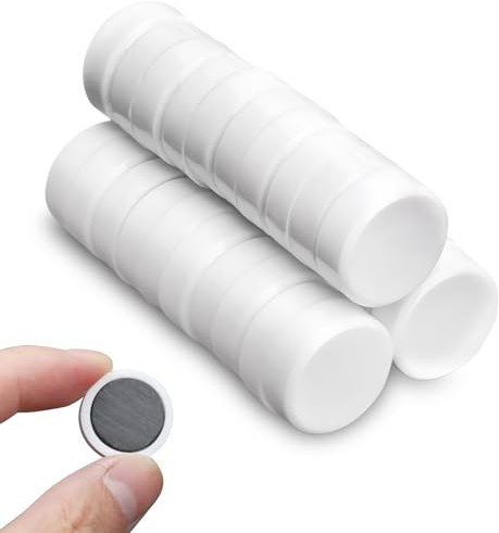 TMZELOA Magneter, vita, 30 stycken, starka magneter för whiteboard, kylskåp och kontor, Ø 20 mm, runda dekorativa magneter, perfekt för skola, hem och arbetsplats