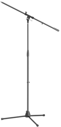 1 x ADAM HALL Profi Mikrofonständer Mikrofonstativ S5B mit Galgen/Schwenkarm, Höhe 94-160 cm, Schwarz