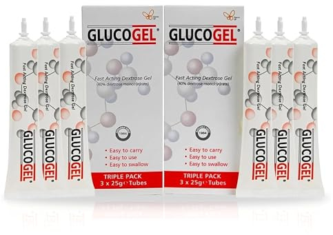 GlucoGel Fast-Acting Glucose Energy Gel, Unflavoured, 10g per Tube, 6 Count | Fast-acting glucose gel with 10g glucose per tube; 6 original unflavoured tubes; Vegan & caffeine-free
