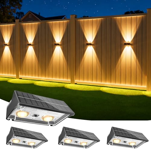 NIORSUN Solarlampen für Außen, 4 Pack Up and Down Solar Wandleuchte Aussen Wetterfest IP65,Warmweiß & Kaltweiß + RGB Solarlampen für Außen Wand, Terrasse, Garten, Pool, Zaun(Schwarz)