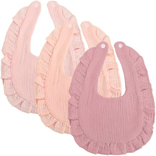DIPZO Baby-Muslin-Sabberlätzchen, Dribble-Lätzchen für Neugeborene und Kleinkinder 0-24 Monate, 3er-Pack, weich und absorbierend für Unisex Neugeborene und Kleinkinder