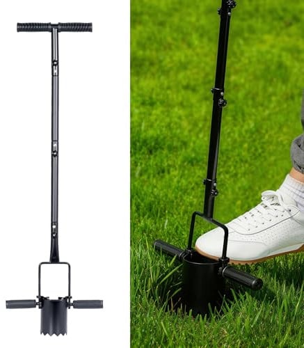 Bulb Planter Tool Long Handle,Serrated Base for Planting Tulips, Iris, Daffodils,Heavy Duty Garden Transplanting Tool