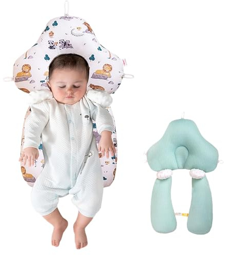 Homgo Baby Seitenlagerungskissen, Baby Keilkissen, Kopfstützkissen Plattkopf, 65 x 42 cm, Verstellbare Lagerungshilfe für Kopf und Körper, Abnehmbar und Waschbar